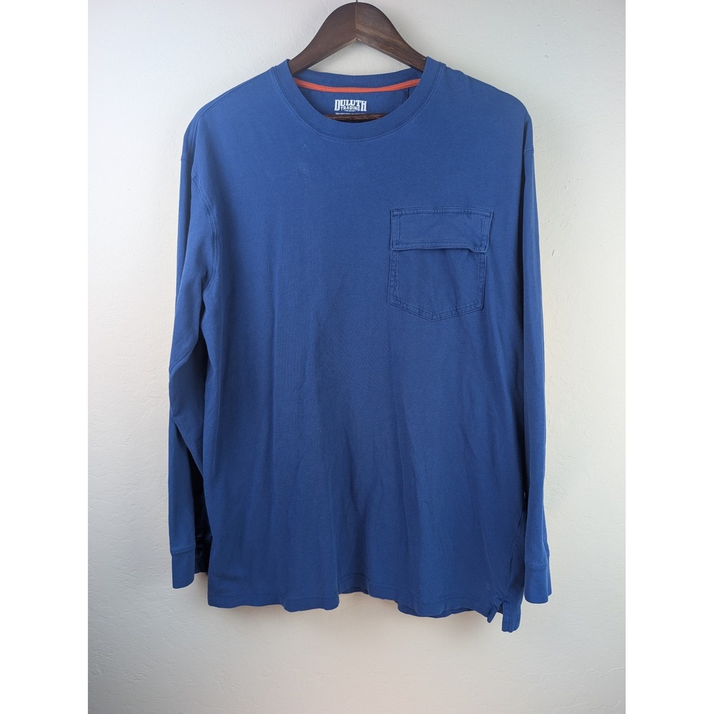 Duluth Trading Co Spillfighter Longtail T Shirt Mens M Blue Long Sleeve 73282